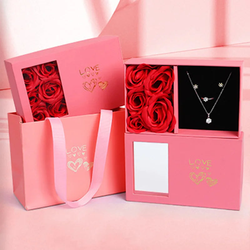Caja de Lujo Flores Rosas Eternas X