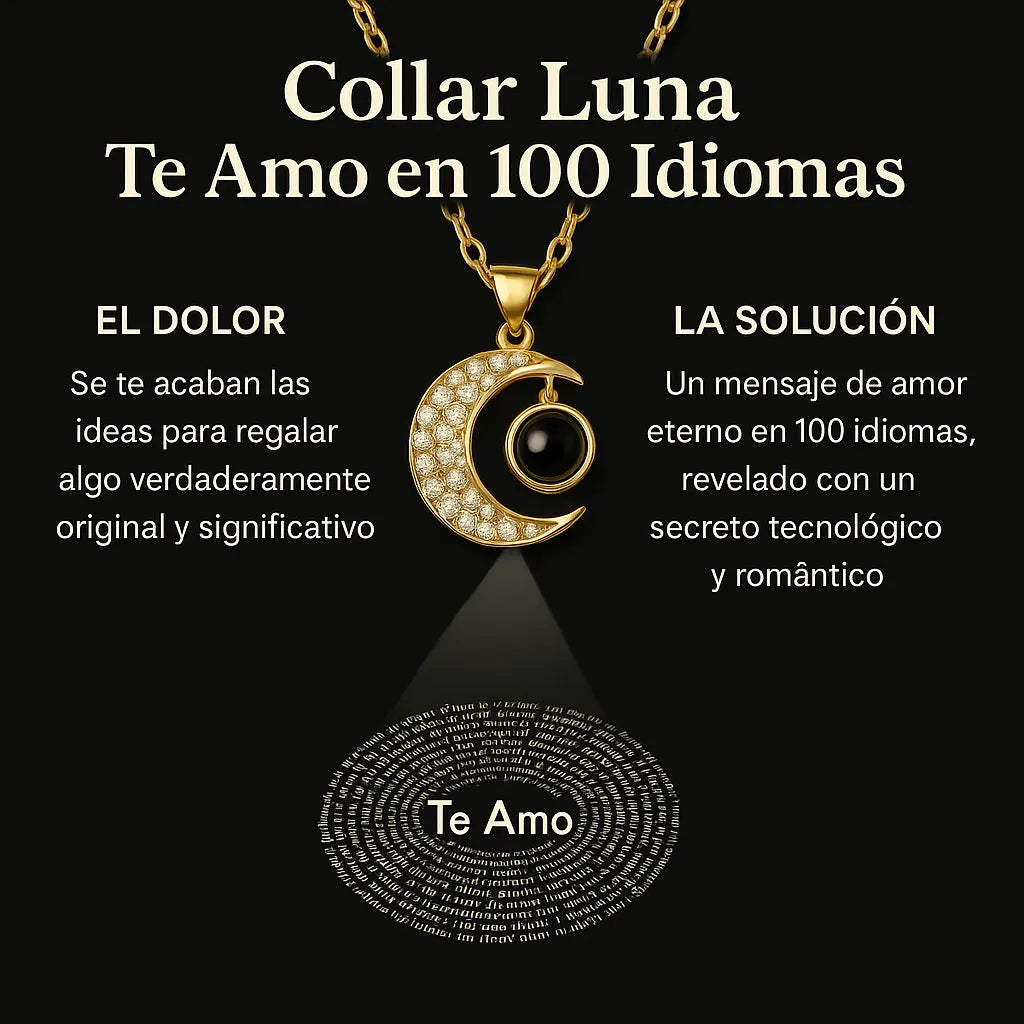 COLLAR LUNA TE AMO EN 100 IDIOMAS