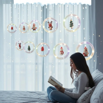 CORTINA DE AROS LED NAVIDAD 3M