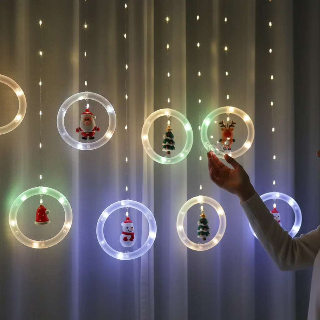 CORTINA DE AROS LED NAVIDAD 3M