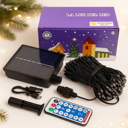 LUCES DE NAVIDAD CON CARGADOR SOLAR - 10 METROS