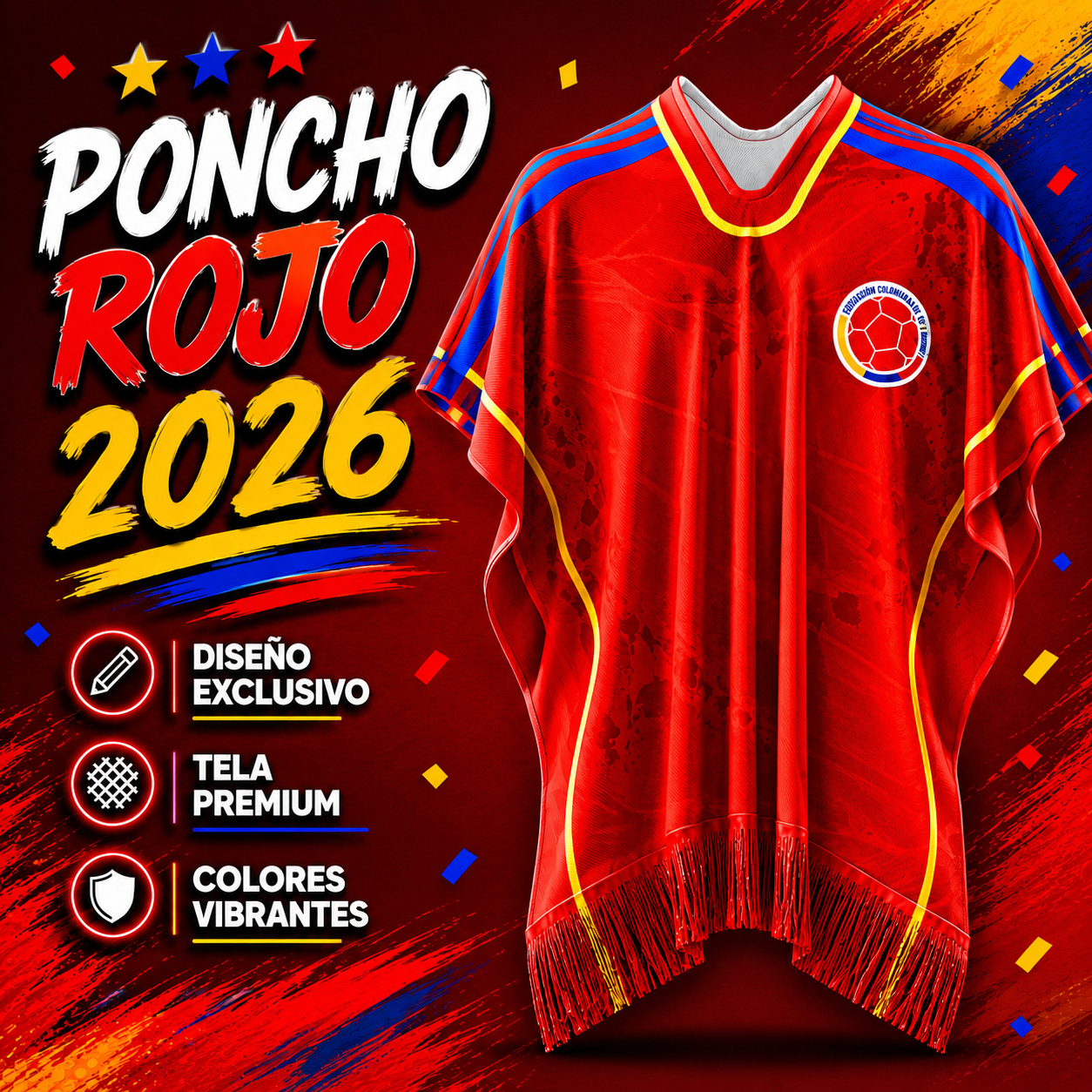 PONCHO MUNDIAL DE COLOMBIA CON CAJA