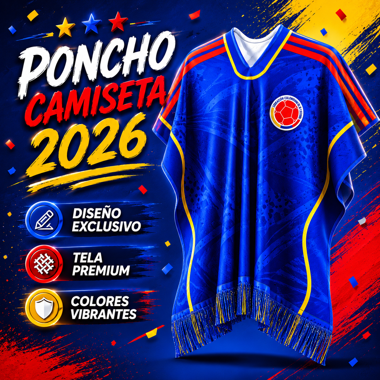 PONCHO MUNDIAL DE COLOMBIA CON CAJA