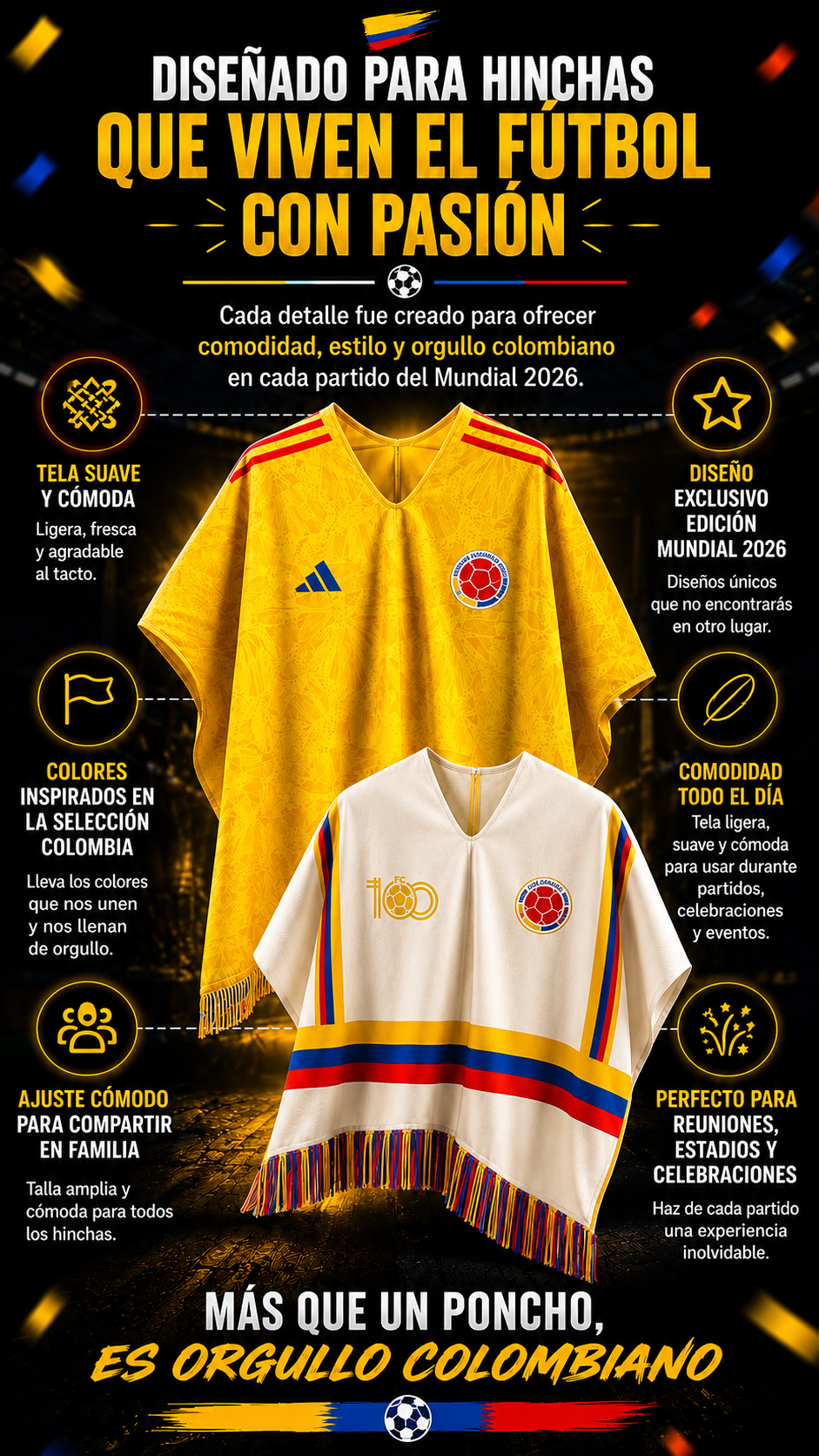 PONCHO SELECCION COLOMBIA MUNDIAL 2026
