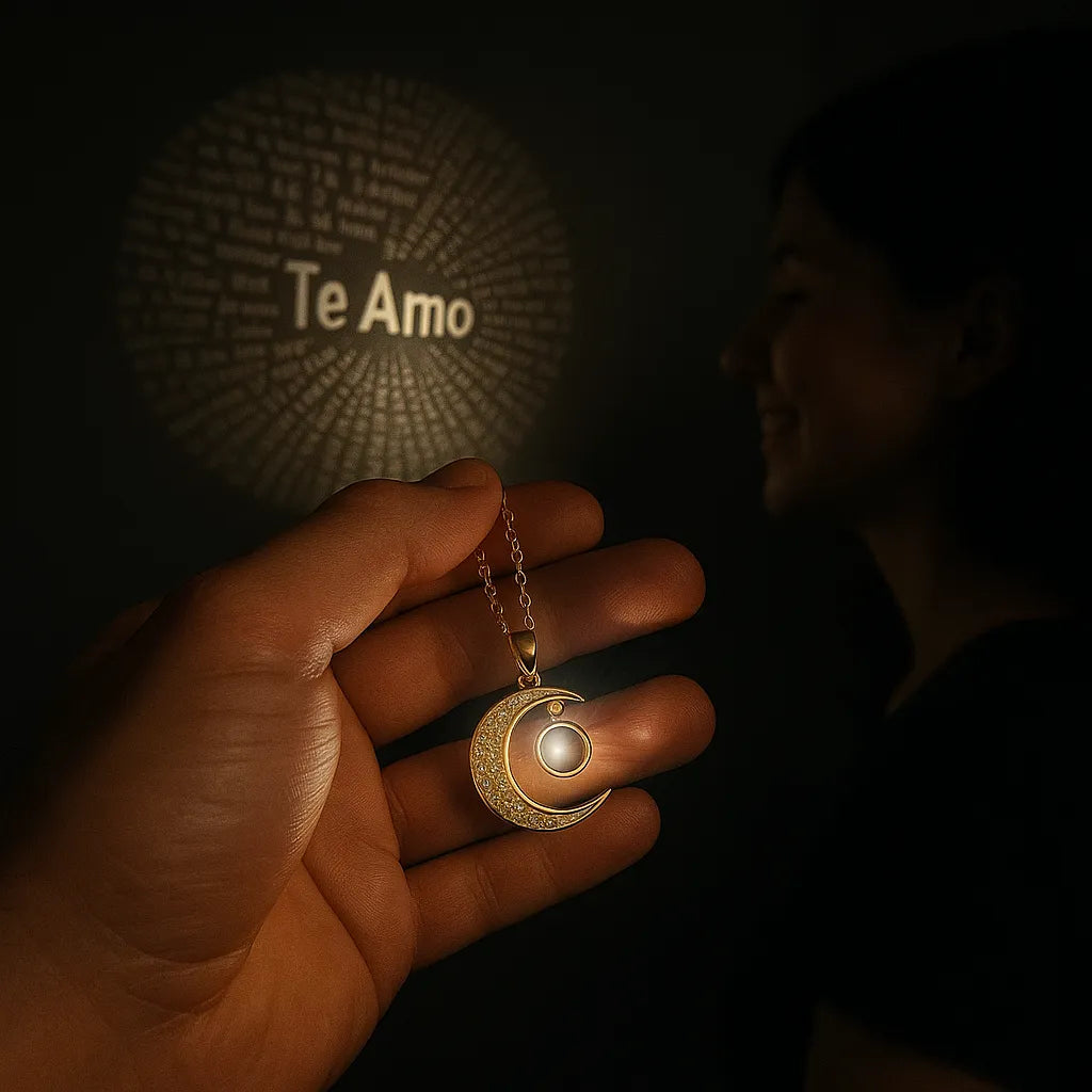 COLLAR  LUNA TE AMO EN 100 IDIOMAS