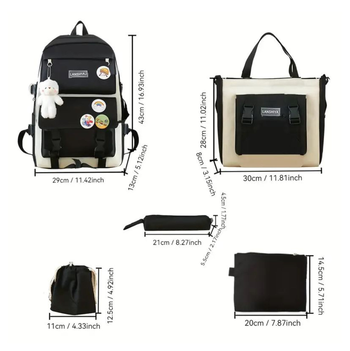 SET MALETA ESCOLAR (5 en 1)