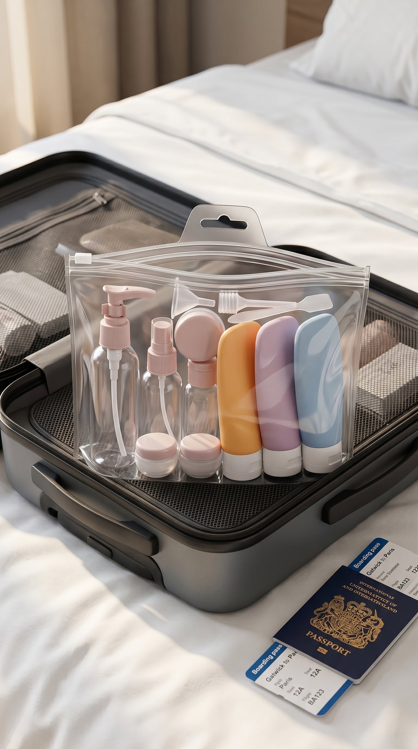Combo Estuche para viajes + Kit envases