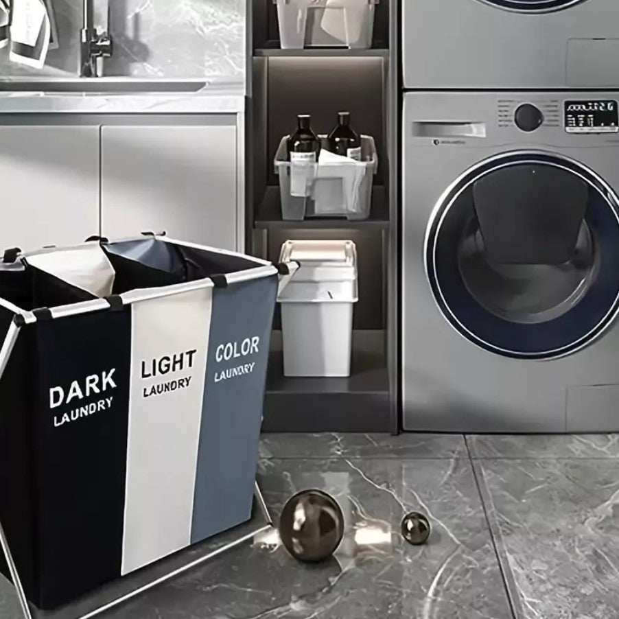 CESTA DE ROPA PLEGABLE DE 3 SECCIONES