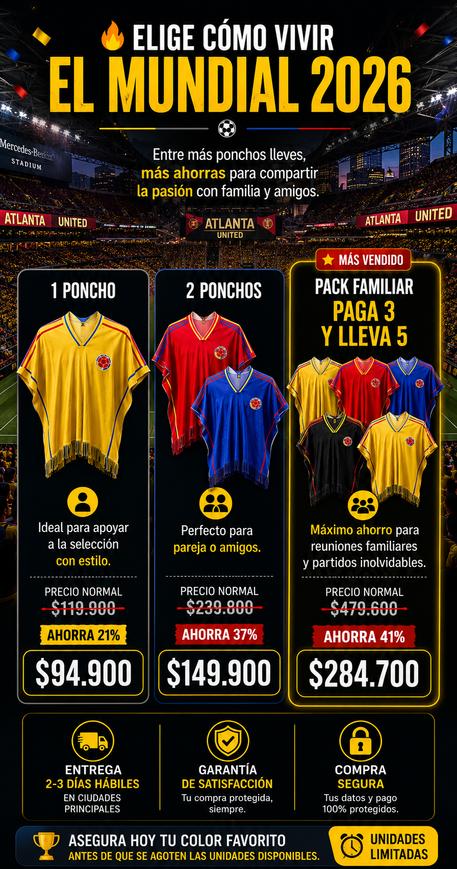 PONCHO MUNDIAL DE COLOMBIA CON CAJA