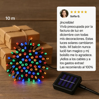 LUCES DE NAVIDAD CON CARGADOR SOLAR - 10 METROS